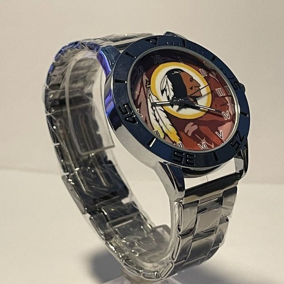 WASHINGTON REDSKINS NFL Team Logo Men's Stainless-Steel Silver Analog Watch NEW - Picture 8 of 10